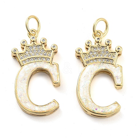 Brass Micro Pave Clear Cubic Zirconia Pendants KK-G498-01C-02-1