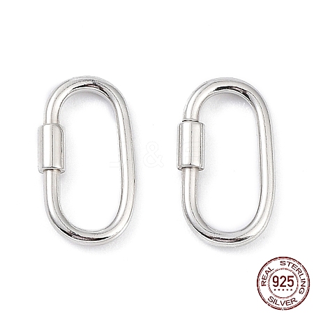 Anti-Tarnish Rhodium Plated 925 Sterling Silver Locking Carabiner Clasps STER-K173-20P-01-1