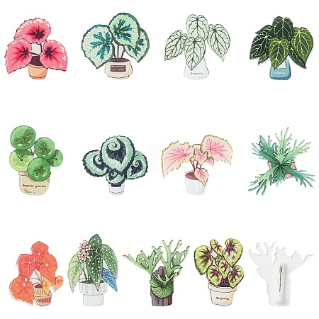 24Pcs 12 Styles Plant Acrylic Lapel Pin Brooch Pin JEWB-CJ0003-38-1