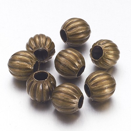 6MM Antique Bronze Plated Round Iron Corrugated Spacer Beads X-E185Y-NFAB-1