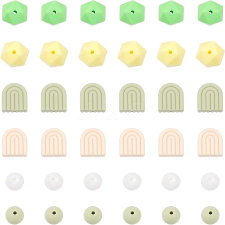 CHGCRAFT 6 Style Food Grade Eco-Friendly Silicone Beads SIL-CA0001-39-1