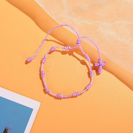Cross Nylon Cord Braided Bead Bracelets WG2C716-07-1