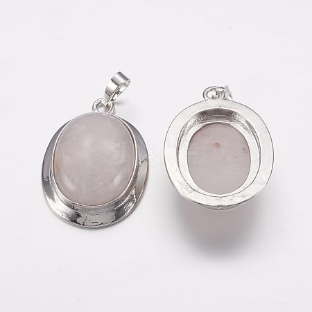 Natural Rose Quartz Pendants G-K252-A11-1