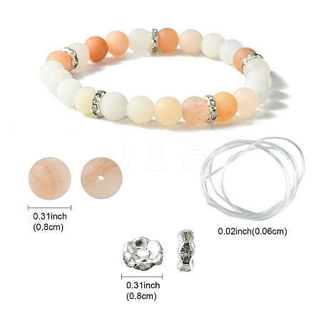 DIY Natural Pink Aventurine Round Beaded Stretch Bracelet Making Kit DIY-YW0008-36D-1