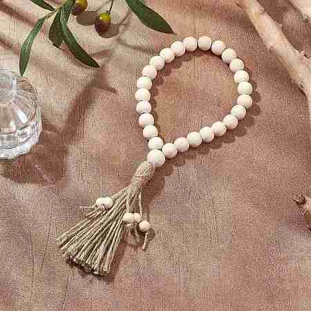 Handmade Wood Beads Door Hanging Ornaments HJEW-JM02971-1