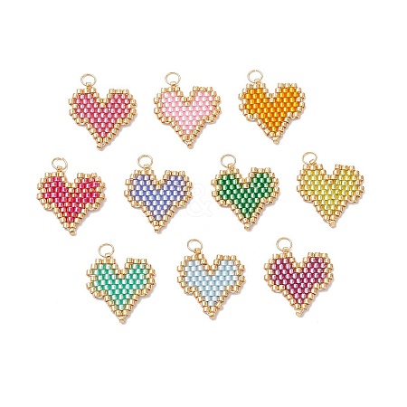 MIYUKI Delica Glas Seed Beaded Heart Pendants PALLOY-MZ00701-01-1