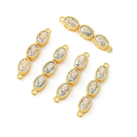 SHEGRACE Brass Pave Clear Cubic Zirconia Triple Oval Links Connector Charms XGRQ3P620-644G-1