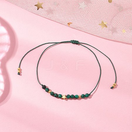 Natural Round Malachite Beads Braided Bead Bracelets for Women BJEW-JB11655-11-1