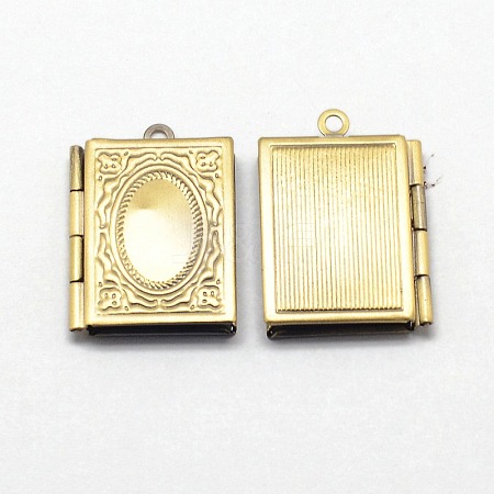 Brass Locket Pendants for Teachers' Day KK-M041-07G-1