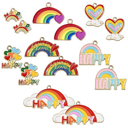 14Pcs 7 Styles Zinc Alloy Enamel Pendants ENAM-CJ0002-70-1