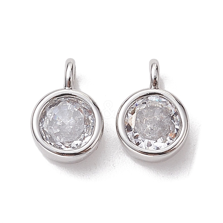 Brass Micro Pave Clear Cubic Zirconia Pendants KK-K360-13P-1