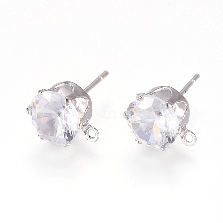 Brass Stud Earring Findings KK-L199-A01-P-1