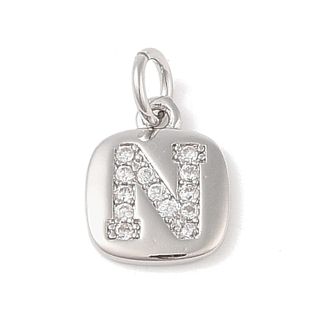 Rack Plating Brass Micro Pave CLear Cubic Zirconia Charms KK-E110-14P-N-1