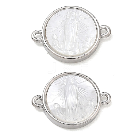 Rack Plating Brass & Natural White Shell Connector Charms SH-CBA6629-33P-1