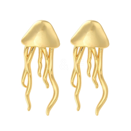 Rack Plating Jellyfish Brass Stud Earrings EJEW-I310-19G-1