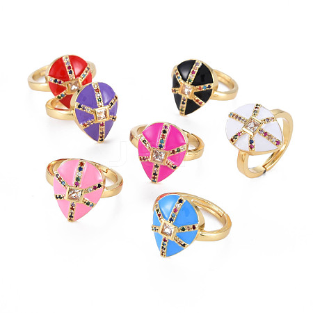 Adjustable Brass Micro Pave Colorful Cubic Zirconia Finger Rings RJEW-S044-168-NF-1