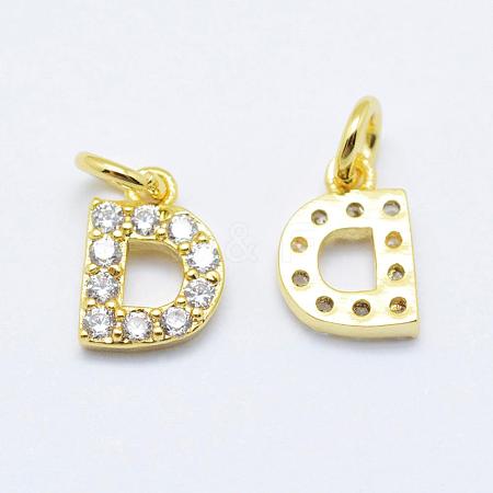 Brass Micro Pave Grade AAA Cubic Zirconia Charms ZIRC-P067-11G-D-NR-1