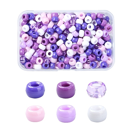 480Pcs 6 Colors Opaque & Transparent Plastic Beads KY-YW0001-75D-1