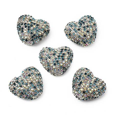 Sparkling Acrylic Heart Beads with Rhinestone Embellishment OACR-NH0001-02B-03-1