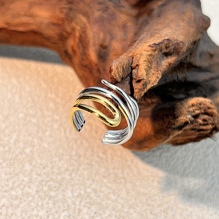 304 Stainless Steel Cuff Rings for Women RJEW-L133-03GP-01-1