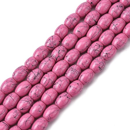 Baking Painted Drawbench Glass Bead Strands GLAD-S080-6x8-B73-1