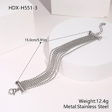 304 Stainless Steel Multi Strand Ball Chains Bracelets for Women FS-WGF1B10-03-1