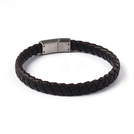 Leather Braided Cord Bracelets BJEW-E293-01P-1