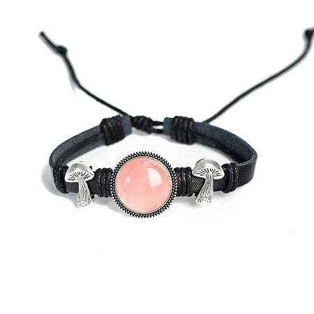 Natural Rose Quartz with Alloy Bracelets PW-WGEBAE0-02-1