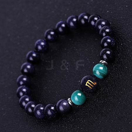 Synthetic Malachite Beaded Stretch Bracelets PW-WG74486-09-1