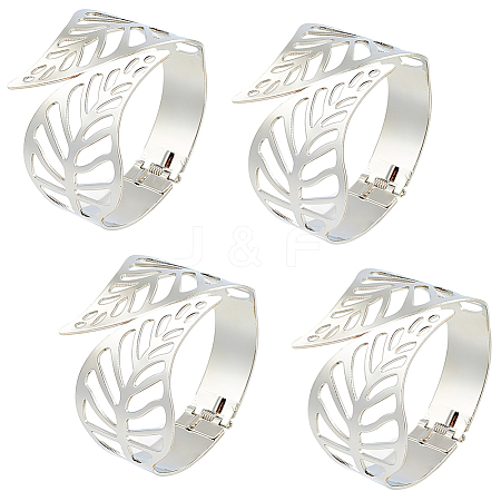 4Pcs Leaf Iron Cuff Bangles BJEW-SP0001-15P-1