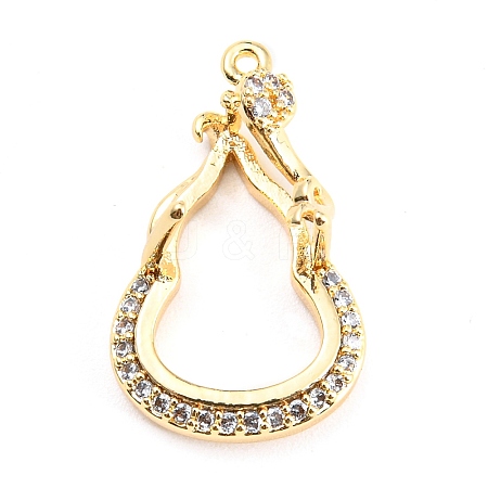 Brass Micro Pave Clear Cubic Zirconia Pendant Cabochon Settings LS-KK-Q794-02B-G-1