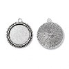 Tibetan Style Alloy Flat Round Pendant Cabochon Settings LS-TIBEP-M022-34AS-2