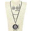 Ethnic Style Alloy & Wood Pendant Necklaces & Dangle Earrings Sets WGEBD92-02-2