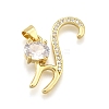 Rack Plating Brass Micro Pave Cubic Zirconia Pendants KK-K401-72G-1