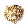 Brass Pave Colorful Cubic Zirconia Tree of Life Connector Charms KK-I360-032G-2
