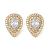 Brass Micro Pave Clear Cubic Zirconia Clip-on Earrings EJEW-H154-11A-G-4