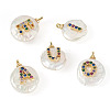 5Pcs 5 Styles Natural Cultured Freshwater Pearl Nuggets with Letter Pendants PEAR-TA0001-27-2