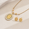 Stainless Steel Rhinestones Oval with Virgin Mary Pendant Necklace & Stud Earrings Set for Women RA9493-1