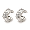 Rack Plating Brass Pave Clear Cubic Zirconia Wavy Ring Cuff Earrings for Women EJEW-P280-09P-1