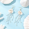 304 Stainless Steel Dyed Synthetic Turquoise & Natural Howlite & Glass Seed Beaded Jellyfish Dangle Earrings EJEW-MZ00529-01-1