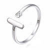 304 Stainless Steel Bar Open Cuff Ring for Women RJEW-T023-93P-3