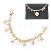 Alloy Enamel Flower with ABS Plastic Pearl Round Bead Charm Iron Chain Bag Decorative Chains HJEW-FS00054-01-1