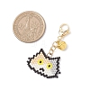 Handmade Glass Seed Beaded  Cat Head Shape Pendants Decorations HJEW-MZ00366-04-3