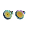 Flat Round 304 Stainless Steel Stud Earring Settings Ion Plating(IP) STAS-I323-18mm-RC-1