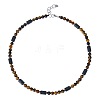 6MM Round Natural Tiger Eye and Column Natural Lava Rock Beaded Necklaces for Women Men LS-LV4865-4-1
