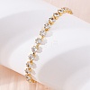 Brass Rhombus Clear Cubic Zirconia Cup Chain Necklaces for Women NJEW-U033-02G-2