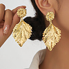 Metallic Wind Tree Leaf Irregular Iron Dangle Stud Earrings for Versatile Style UJ7308-1