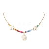 Beach Synthetic Turquoise Turtle Starfish Pendant Necklaces NJEW-JN05251-2