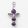 Natural Round Amethyst Pendant Decorations HJEW-JM00200-05-1