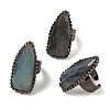 Natural Labradorite Adjustable Cuff Open Rings RJEW-K269-13R-4